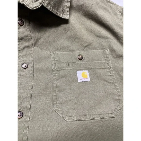 Carhartt Relaxed Fit Button Down Shirt Men's Size 4XL Olive Green - Picture 4 of 8